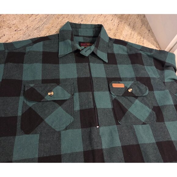 Hickory Shirt Co Pullover Mens XL Green Buffalo Plaid 1/2 Zip Flannel Outdoors - Picture 6 of 13